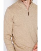 Pull en Cachemire & Soie mélangés col camionneur 2 fils camel