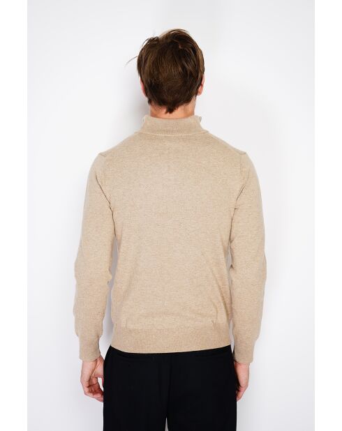 Pull en Cachemire & Soie mélangés col camionneur 2 fils camel