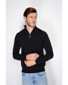 Pull en Cachemire & Soie mélangés col camionneur 2 fils noir