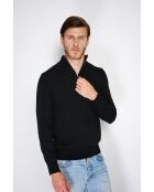 Pull en Cachemire & Soie mélangés col camionneur 2 fils noir