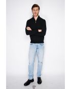 Pull en Cachemire & Soie mélangés col camionneur 2 fils noir