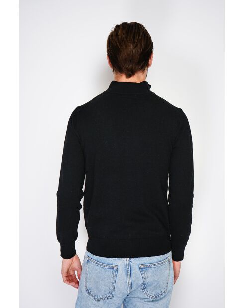Pull en Cachemire & Soie mélangés col camionneur 2 fils noir