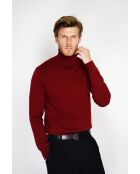 Pull en Cachemire & Soie mélangés col roulé 2 fils  bordeaux