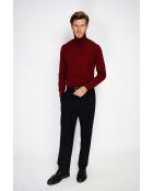 Pull en Cachemire & Soie mélangés col roulé 2 fils  bordeaux