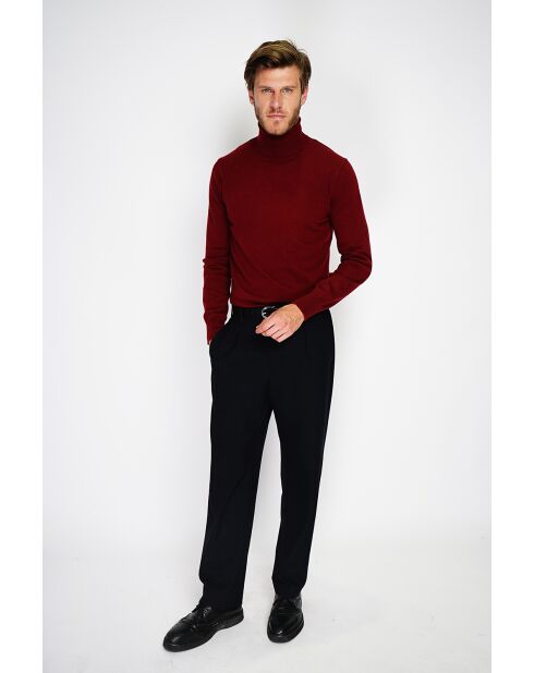 Pull en Cachemire & Soie mélangés col roulé 2 fils  bordeaux