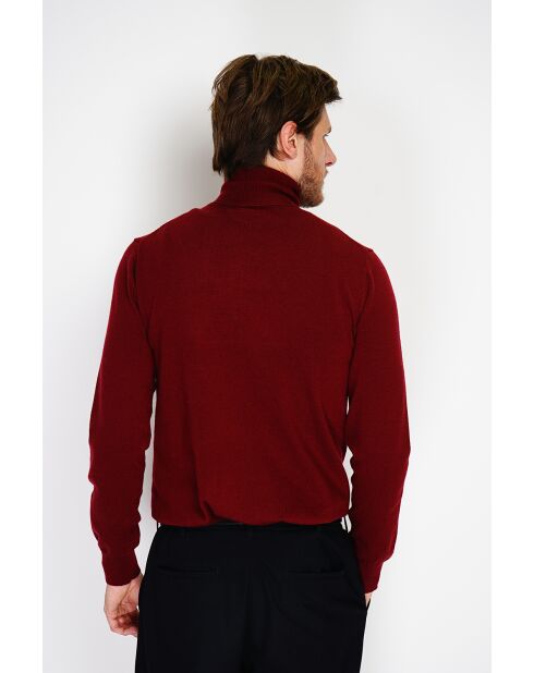 Pull en Cachemire & Soie mélangés col roulé 2 fils  bordeaux