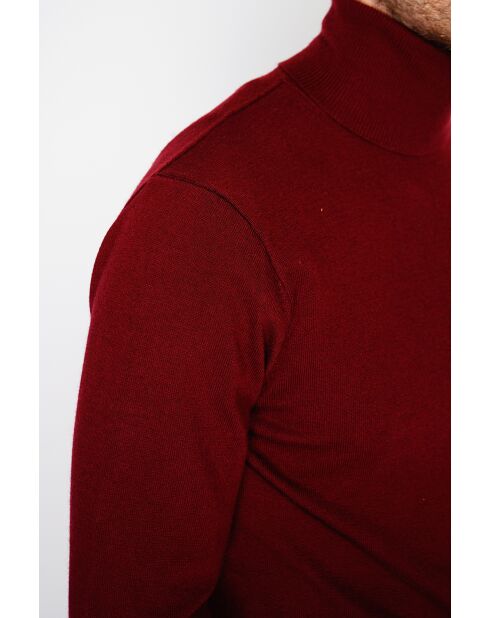 Pull en Cachemire & Soie mélangés col roulé 2 fils  bordeaux