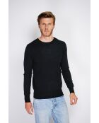 Pull en Cachemire mélangé col ras de cou tricotage en 3 fils noir
