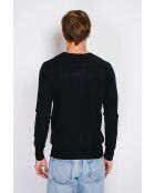 Pull en Cachemire mélangé col ras de cou tricotage en 3 fils noir