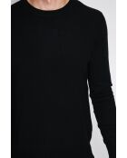 Pull en Cachemire mélangé col ras de cou tricotage en 3 fils noir
