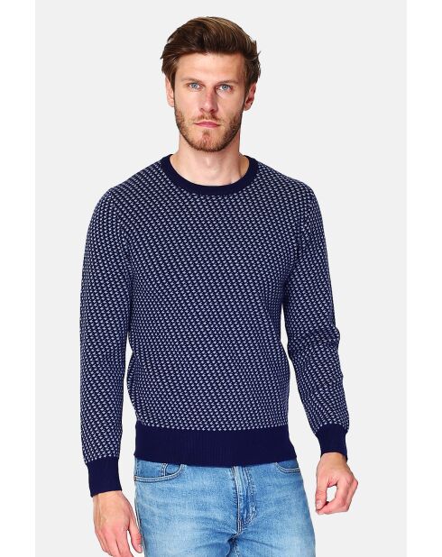 Pull en Cachemire mélangé ras de cou bleu nuit