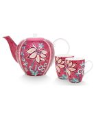 Service à thé 2 Grands Mugs & Théière en Porcelaine Flower Festival rose - 24x18.5x25.5 cm
