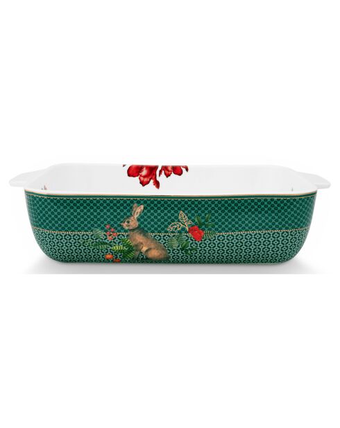 Plat de Cuisson en Porcelaine rectangulaire Winter Wonderland vert - 18.5x6.7x27.4 cm