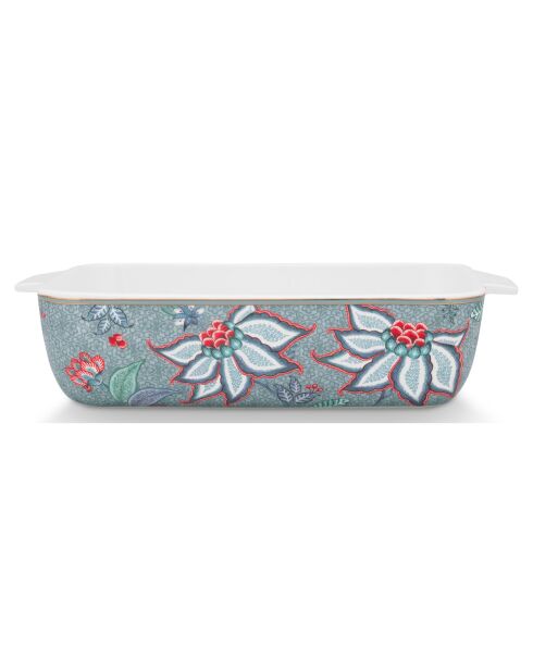 Plat de Cuisson en Porcelaine rectangulaire Flower Festival bleu - 18.5x6.7x27.4 cm