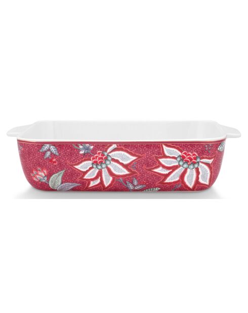 Plat de Cuisson en Porcelaine rectangulaire Flower Festival rose - 18.5x6.7x27.4 cm