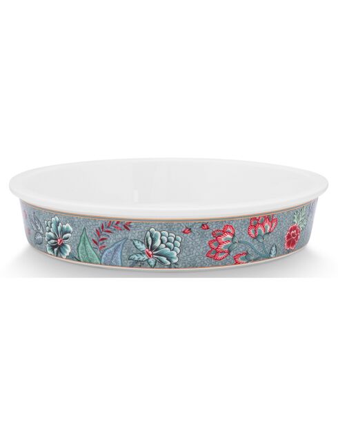 Plat de Cuisson en Porcelaine rond Flower Festival bleu - 26x5.7x26 cm