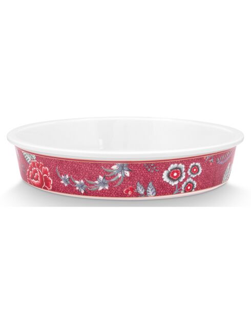 Plat de Cuisson en Porcelaine rond Flower Festival rose - 26x5.7x26 cm