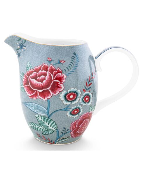 Grote porseleinen zalfpot met blauwe bloemen voor het festival - 7,6x15,4x19,2 cm