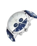 Montre Homme Quartz par Pascal Szerman en Cuir bleue