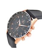 Montre Homme Quartz par Pascal Szerman en Cuir noire