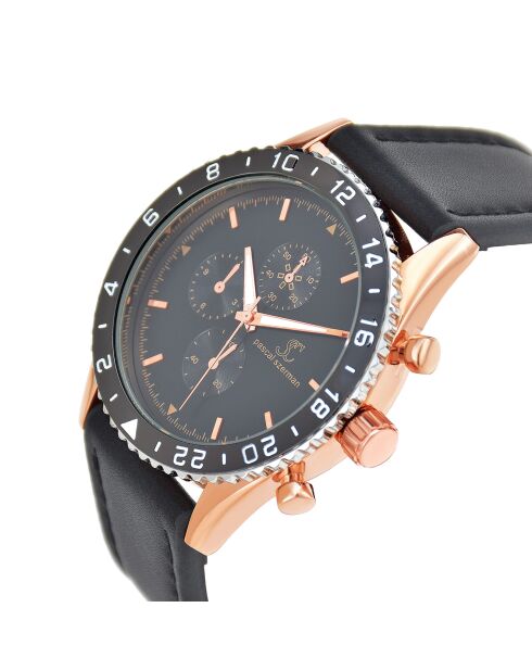 Montre Homme Quartz par Pascal Szerman en Cuir noire