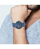 Montre Homme Quartz par Pascal Szerman en Cuir bleue