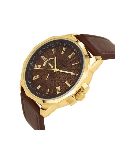 Montre Homme Quartz par Pascal Szerman en Cuir marron