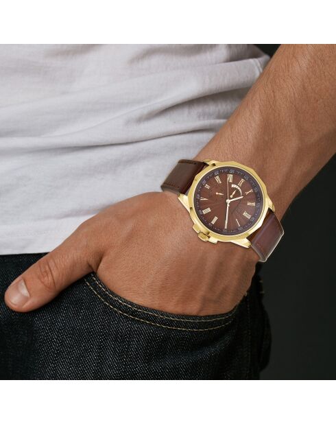 Montre Homme Quartz par Pascal Szerman en Cuir marron