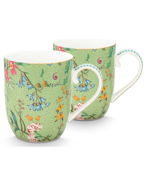 2 Petit Mug Jolie fleur verts - 7.5x8.8x16 cm