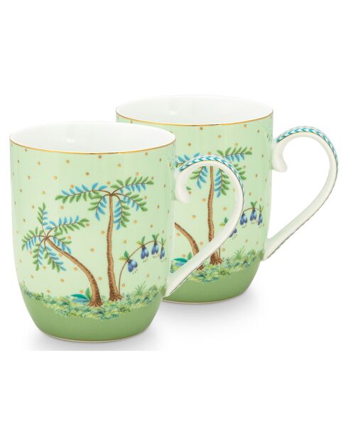 2 Petit Mug Jolie pois verts - 7.5x8.8x16 cm