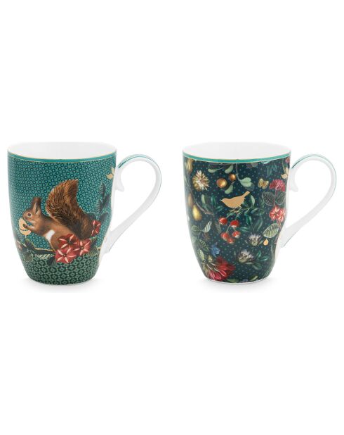 2 Grand Mugs en Porcelaine Winter Wonderland verts - 9x11x19 cm