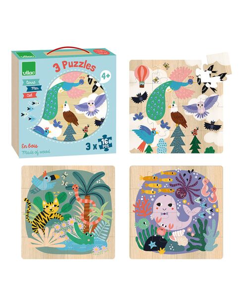 3 Earth-Sea-Sky puzzels - 16 stukjes