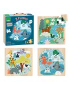 3 puzzles Animaux du monde - 16 pièces