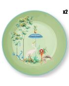 2 Assiettes en Porcelaine présentation Jolie vertes - D.31 cm
