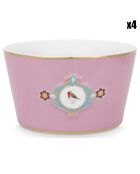 4 Bols en Porcelaine Love Birds Medallion roses - D.15 cm