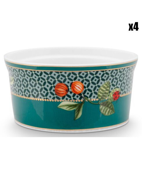 4 stampini rotondi in porcellana Winter Wonderland verde - D.9 cm