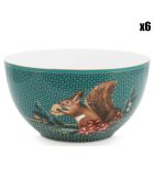 6 Bols en Porcelaine Winter Wonderland Ecureuil verts - D.15 cm