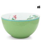 6 Bols en Porcelaine Jolie pois or verts - D.15 cm