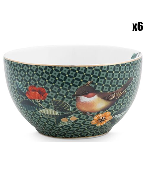 6 Bols en Porcelaine Winter Wonderland verts - D.9.5 cm