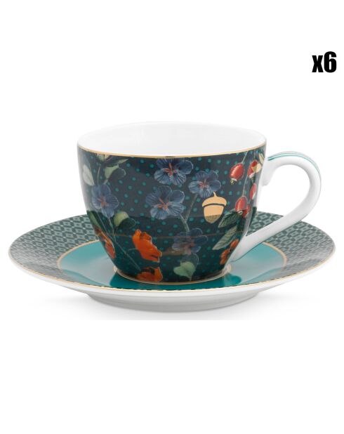 6 Tasses café Winter Wonderland Overall bleues - D.12 cm