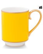 6 Petits Mugs en Porcelaine Pip Chique jaunes - 7x9x10.1 cm
