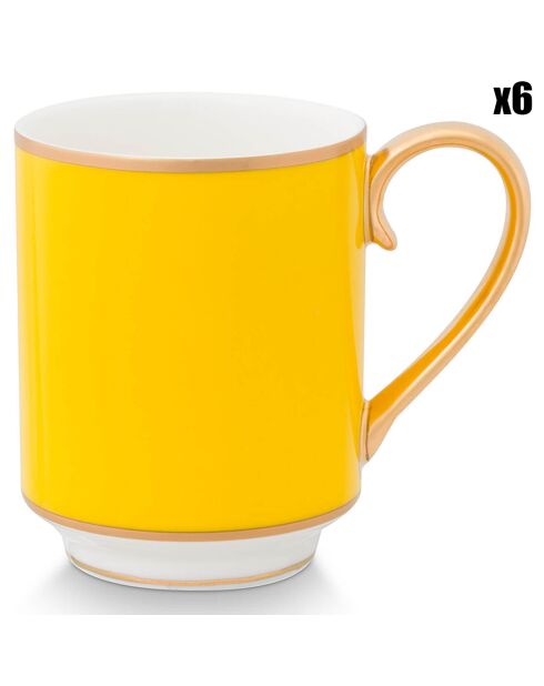 6 Petits Mugs en Porcelaine Pip Chique jaunes - 7x9x10.1 cm