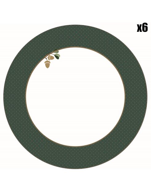 Teller aus tiefem Porzellan, Design „Green Winter Wonderland“, Durchmesser 22 cm, 6 Stück