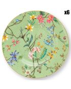 6 Assiettes en Porcelaine Petit four Jolie vertes - D.12 cm