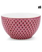 6 Bols en Porcelaine Flower Festival Scallop roses - D.9.5 cm