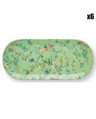 6 Plats cake Jolie fleurs verts - 15.5x1.6x33.6 cm