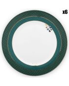 6 Assiettes en Porcelaine plate Winter Wonderland vertes - D.26 cm