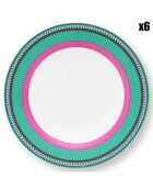 6 Assiettes en Porcelaine creuse Pip Chique Stripes vertes - D.23 cm