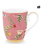 6 Grands Mugs en Porcelaine La Majorelle roses - 8.5x10.4x12.4 cm