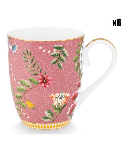 6 Grands Mugs en Porcelaine La Majorelle roses - 8.5x10.4x12.4 cm